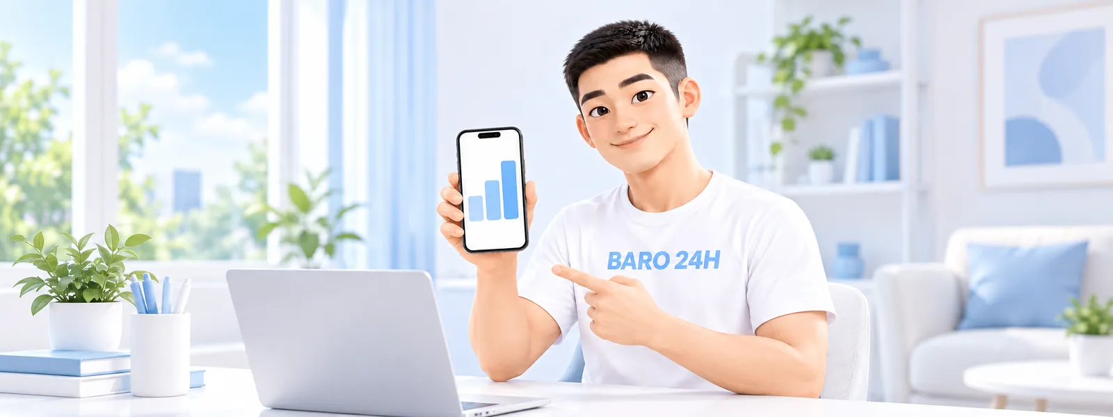 「내 한도 확인」 주제를 표현한 3D 인물 일러스트